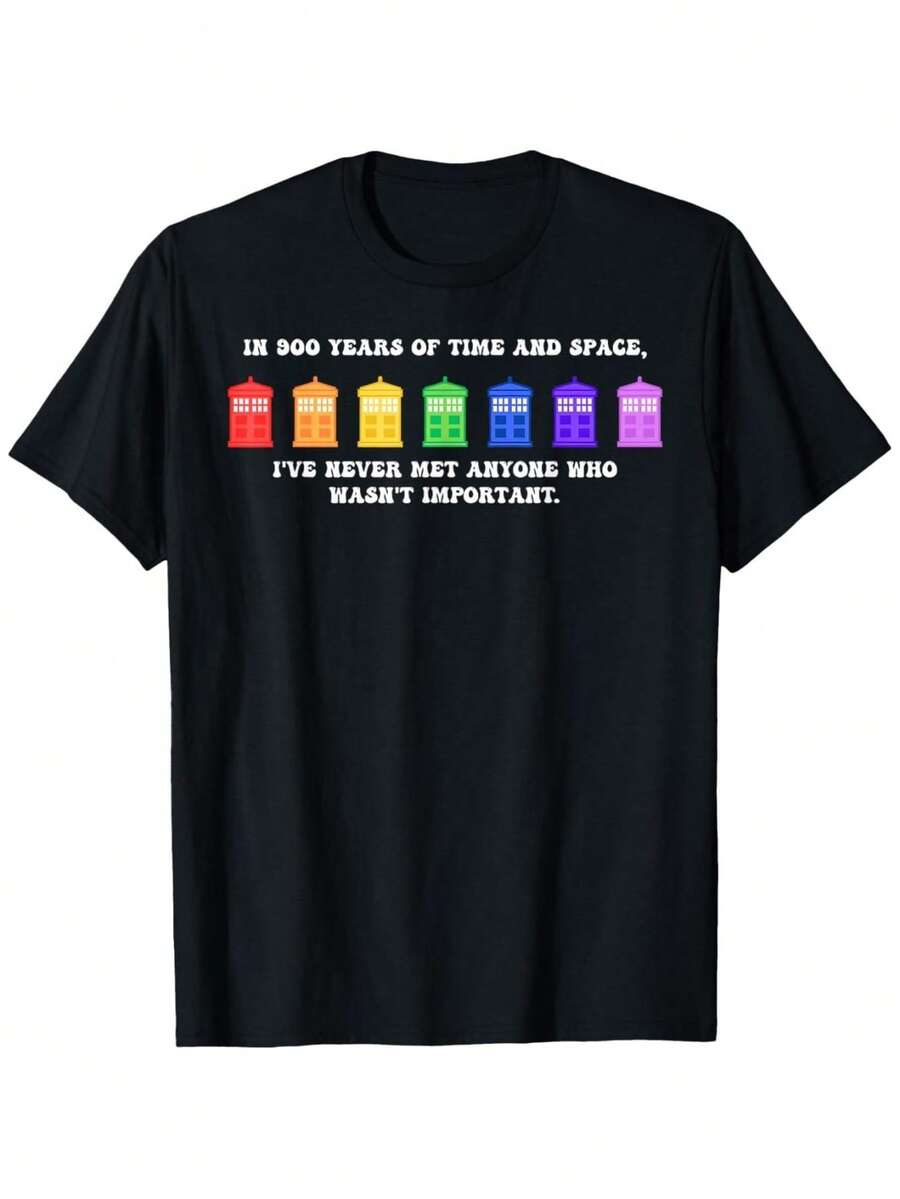 In 900 Years Of Time And Space Design Casual Top Black T-Shirt - Black - View 1