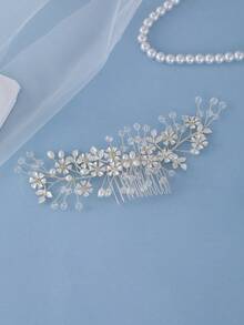 Timeless Dainty Flower‑Pattern Hair Comb, Soft‑Spreading Pearl & Crystal Formal Wedding Hair Accessory - Multicolor - View 5