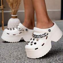 Women's DIY Metal Chain Punk Street Outdoor Beach Sandals - White - View 3