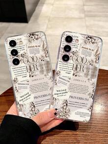 1個創意標語花卉軟手機殼保護套，適用於華為、榮耀、Galaxy A04e/12/A13/A14/A34/A50/A52/A53/A54/S21/S22/S23/S24/S25/S25Ultra 6A/7A/8A/ 12T/13T - 無色 - 查看 2