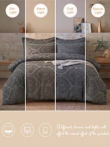 2/3pcs Gray Hollow Design Bedding Set - Includes 1 Duvet Cover And 1/2 Pillowcases (Inner Filling Not Included), Cute Fresh Bohemian Country Style, Lightweight And Breathable, Machine Washable - Grey - View 9