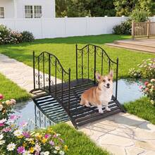 118 Cm Metal Garden Bridge Landscape Arched Bridge For Lawn, Pond And Path With Dual Patterned Side Rails - A - View 7