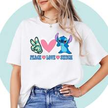 Lilo And Stitch Shirt | Angel Shirt | Stitch Birthday Tshirt | Disney Cartoon Shirt Unisex | Disney Theme -- Disneys Disneyland Paris The Magic Kingdom Disneyesque B6Holiday Gifts Valentine's Day Gifts Earth Day Gifts Oktoberfest Gifts Summer Bank Holiday Gifts - White - View 1