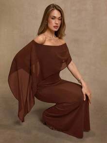 Vestido elegante marrón de hombros descubiertos y ajustado, adecuado para cumpleaños, fiestas, eventos sociales, como vestido de capas para otoño/invierno, Halloween, Navidad, vestido elegante - Óxido marrón - Ver 6