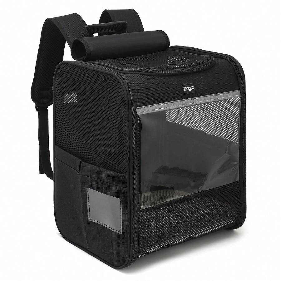 DOGAT Pet Carrier Backpack For Cats Small Dogs Foldable Breathable Mesh Travel Bag With Multiple Carry Options For Vet Visits Walks Weekend Trips Up To 7kg Black