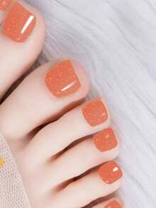 Nouveaux arrivages transfrontaliers Autocollants pour ongles d'orteils en gel semi-durcis d'été, design éclair pailleté, en stock en gros, imperméables et longue durée - Rose saumon - Voir 4
