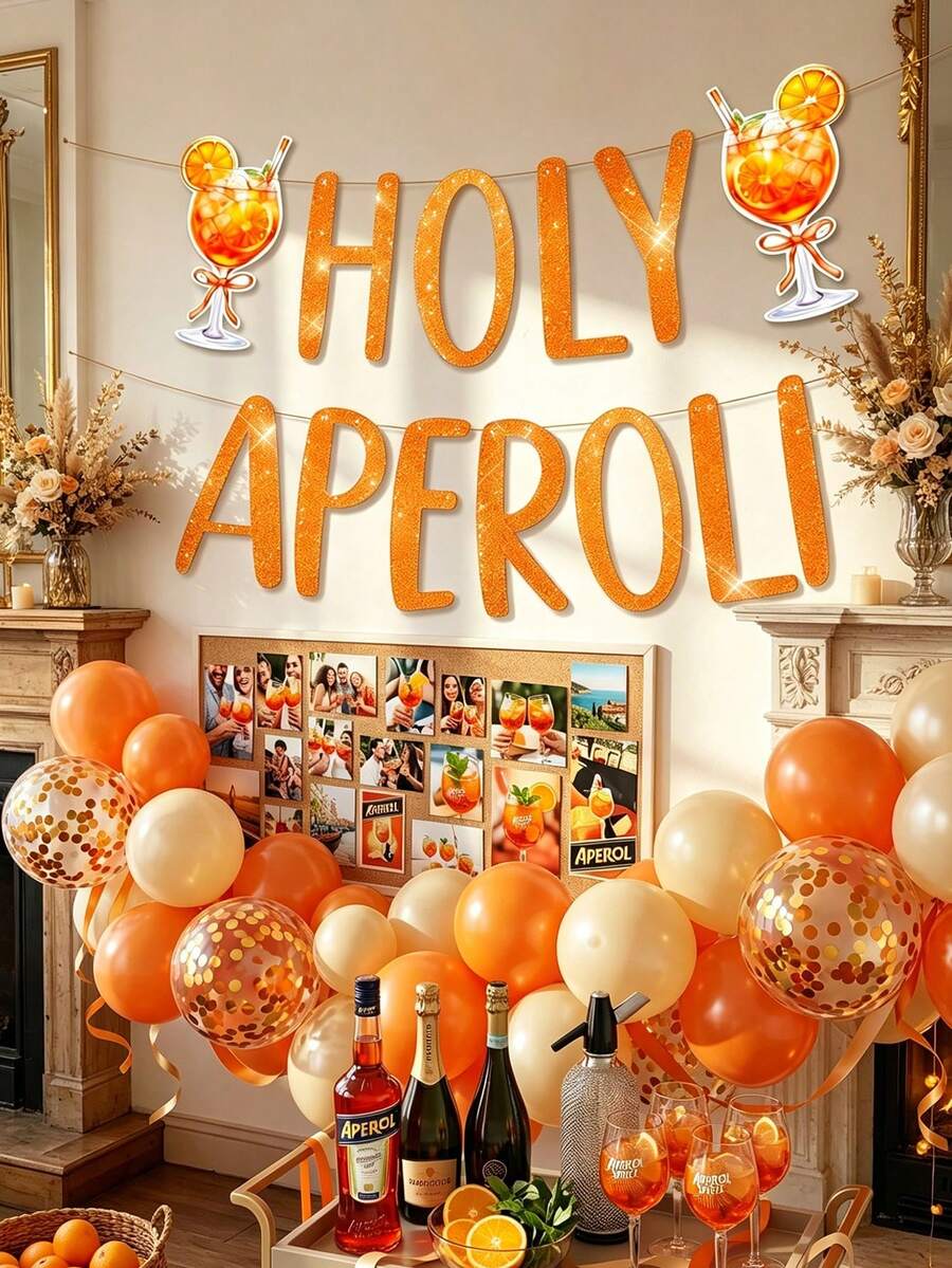 13件 Aperol 橘色裝飾花環橫幅 亮面牆面裝飾,適用於生日、單身派對、夏季派對、嘉年華、七月聖誕節、生日派對、夏季調酒派對 - A - 查看 1