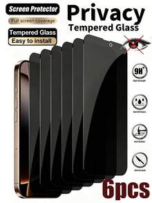 6pcs/Pack [Anti-Spy Tempered Glass Screen Protector] Anti-Fingerprint Coating Reduces Oil Residue. Water-Resistant Design Enhances Practical Protection. Compatible With IPhone 17e/17Promax/17Pro/17Air/17/16/16Pro/16Plus/16Promax /15 /15 Plus /15 Pro /15 Pro Max/ 14 /14 Plus /14 Pro /14 Pro Max/13 Mini/13/ 13 Pro /13 Pro Max/ 12 Mini /12/ 12 Pro/ 12 Pro Max/11/ 11 Pro /11 Pro Max And Other Models. - Black - View 34