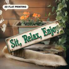 1pc Fashionable European Style Iron 2D Sign, Green "Sit Relax Enjoy" Text, Suitable For Decoration In Bars, Restaurants, Living Rooms, Bedrooms, Garages, With Pre-Drilled Holes As Shown In Size Chart - Multicolor - View 5