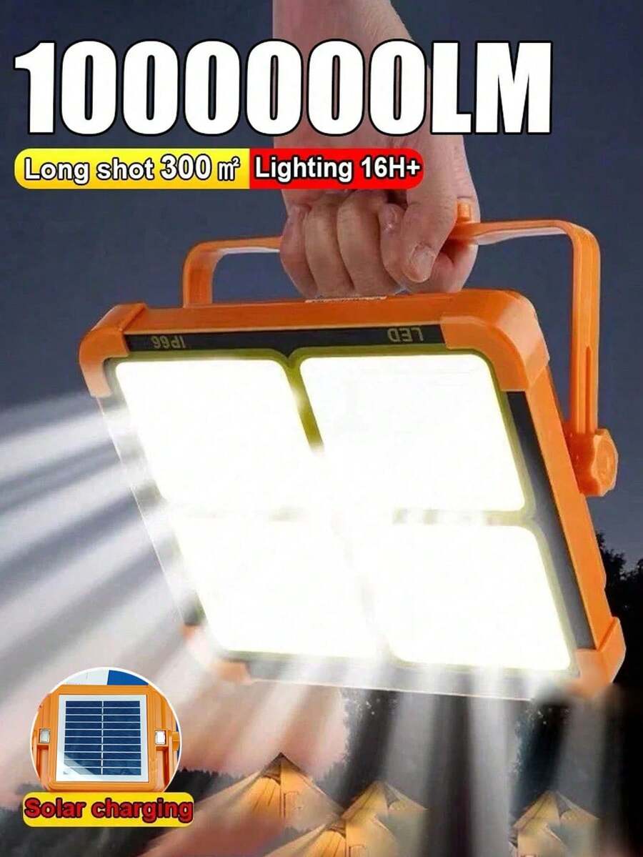 ضوء عمل LED فائق السطوع للتخييم في الهواء الطلق، قابل للشحن بالطاقة الشمسية، طاقة احتياطية للطوارئ المنزلية، مصباح يدوي محمول بقوة مغناطيسية، مناسب لإضاءة خيمة المرآب وإصلاح الطوارئ، معدات خارجية متينة ومقاومة للماء
