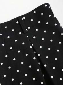 Pantalones anchos plisados con estampado jacquard elegante y retro para mujer, otoño/invierno - Negro - Ver 5