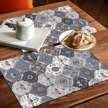 1 pieza Estera de secado de platos absorbente con patrón floral de diamante vintage, decoración del hogar, apta para máquina de espresso, fregadero, grifo, baño, accesorios de cocina - Multicolor - Ver 9