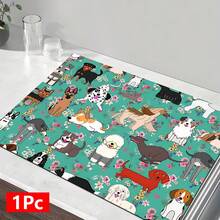 1pc Animal Pattern Printed Absorbent Dish Drying Mat, Home Decor, Suitable For Espresso Machine Countertop, Sink Drain Mat, Soft Faucet Pad, Bathroom Cup Mat, Kitchen & Bathroom Accessories - Multicolor - View 13