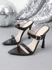 Fashionable High Heel Pointed Toe Slip-On Sandals, Spring/Summer - Brown - View 6