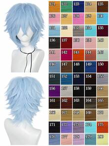 Wig Unisex Medium-Short 12 Inci, Terbuat dari Serat Sintetis Tahan Panas, Cocok untuk Cosplay, Pemakaian Sehari-hari, Foto Pesta, Tersedia dalam Berbagai Warna - MultiWarna - View 5
