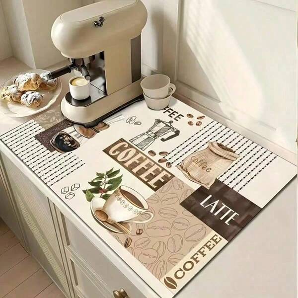 1pc Coffee Machine Mat - Non-Slip, Washable Diatomaceous Earth Drying Mat, Suitable For Countertop And Kitchen, Water-Absorbent And Draining, Suitable For Sink Side, Natural And Hygienic, Essential For Home And Kitchen Decor, Also Part Of Your Cozy Autumn/Winter Style And Christmas Decoration