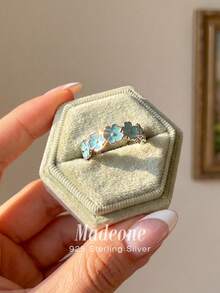 MADEONE 1 chiếc nhẫn hình cỏ bốn lá may mắn, thiết kế vàng hồng mờ, hình cỏ bốn lá, đính đá lấp lánh, đai nhẫn dập nổi, mang ý nghĩa tốt lành, kiểu dáng giản dị, phù hợp cho mọi dịp. - Nhẫn cỏ ba lá may mắn - Xem 5