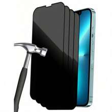 4片裝全螢幕防偷窺鋼化玻璃螢幕保護膜，相容 iPhone 17 16 15 14 13 12 11 Pro Max XR X XS Max，黑色邊框絲印防偷窺全螢幕手機保護膜 - 透明黑 - 查看 10