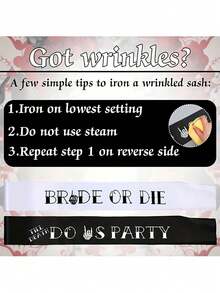 7pcs Hen Party Sash Set, Including 1pc White "Bride Or Die" Sash And 6pcs Black "Until Death Do Us Part" Sashes, Suitable For Bridal Shower, Wedding, Hen Party And Christmas Celebration - View 2