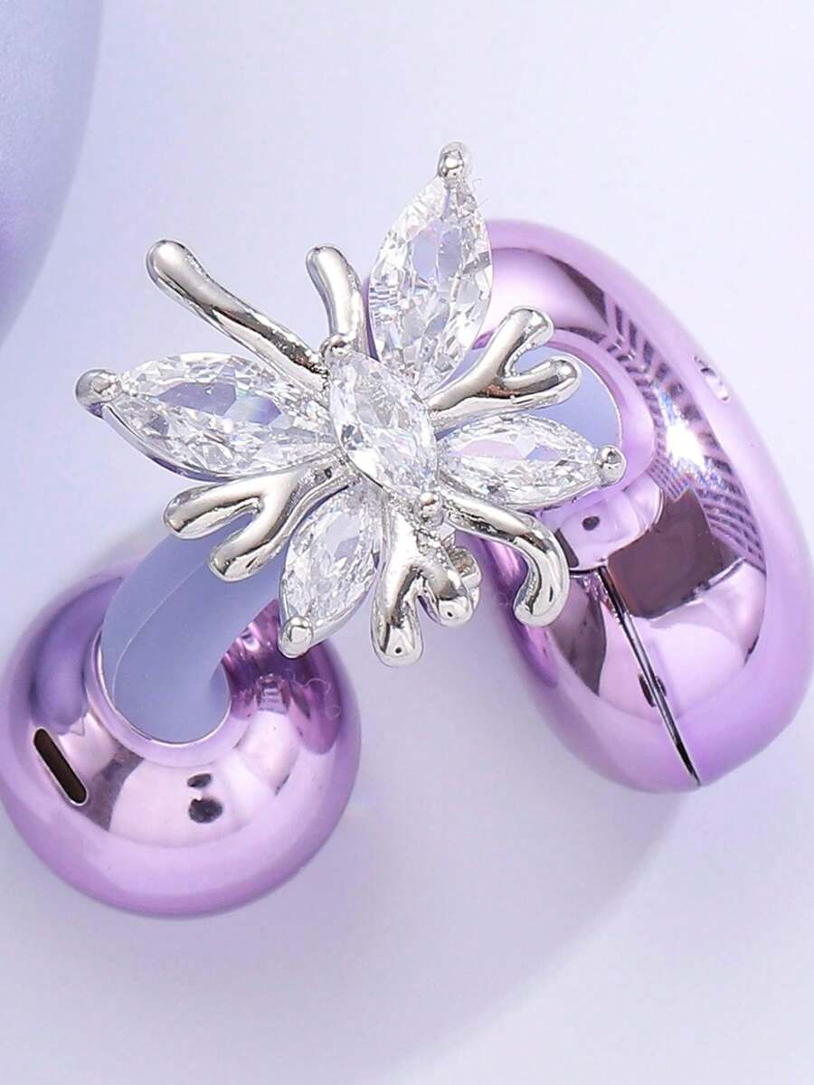 1pc Fashion Luxury Personalized Starfish Butterfly Ear Clip, Suitable For Women's Daily And Holiday Wear (Earphones Not Included) - Silver - View 1