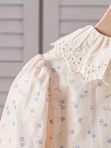 Girls' Long Sleeve Pure Cotton Shirt With Turn-Down Collar, Autumn Top - Apricot - View 6
