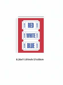 1 pieza Cartel digital descargable con estampado de boleto retro patriótico sin marco en rojo, blanco y azul para decoración del Cuatro de Julio, estética para sala de estar, dormitorio, de vuelta a la escuela, pósteres modernos, artículos esenciales para dormitorio - Entradas - Ver 14