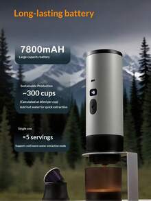 Portable Espresso Coffee Maker, Car Coffee Pot With Heating Function, USB Charging, Capsule, LED Power Display, Easy To Clean, With Stand, Compact Size, Suitable For Travel, Camping, RV, Office And Outdoor Use - Multicolor - View 10