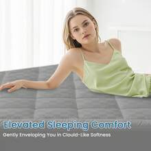 Samebed Queen Mattress Topper, Cooling Mattress Topper Queen, Cool Mattress Protector, Quilted Fitted Premium Mattress Pad, Deep Pocket Cover Stretches Up To 21 Inches, Mattress Pad For Bed, Cool Bedding, The Of The Bedroom, Quilted, Closely Fit, Machine-Washable - Màu Xám nhạt - Xem 9