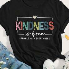 Kindness Is Free - Plus Size Printed T-Shirt - Black - View 1