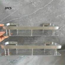 2pcs/Set [Hemat Ruang | Tidak Perlu Pengeboran] Rak Kamar Mandi Gantung Dinding Kapasitas Besar | Pemasangan Tanpa Pengeboran, Hemat Ruang, Mudah Dipasang | Rak Penyimpanan Gantung Kamar Mandi dan Dapur untuk Perlengkapan Mandi, Kosmetik, dan Barang-Barang Lainnya - Putih - View 11