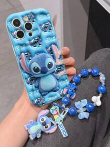 Disney Has Authorized, Phone Case - Chain Set, The Stitch Lilo & Stitch 3D Phone Case Plus A Silicone 3D Stitch Bracelet With Metallic Ring Removable Bracelet, Stitch And Angel Pattern, Compatible With Iphone17/16/15/14/13/12/11/XS/XR/X Plus Pro Max, A Stylish Cartoon Phone Case, The Perfect Gift Choice, Phone Protection, Durable Phone Cover, Great Gift For Friends And Family. - trắng - Xem 2
