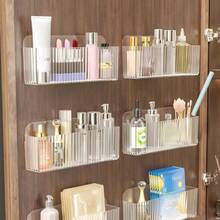 1/3pcs Drill-Free Multifunctional Transparent Storage Rack - Heavy Duty Plastic Shelf Suitable For Bathroom, Office, Doorway And Wall Storage Space Saving Installation - Multicolor - View 1