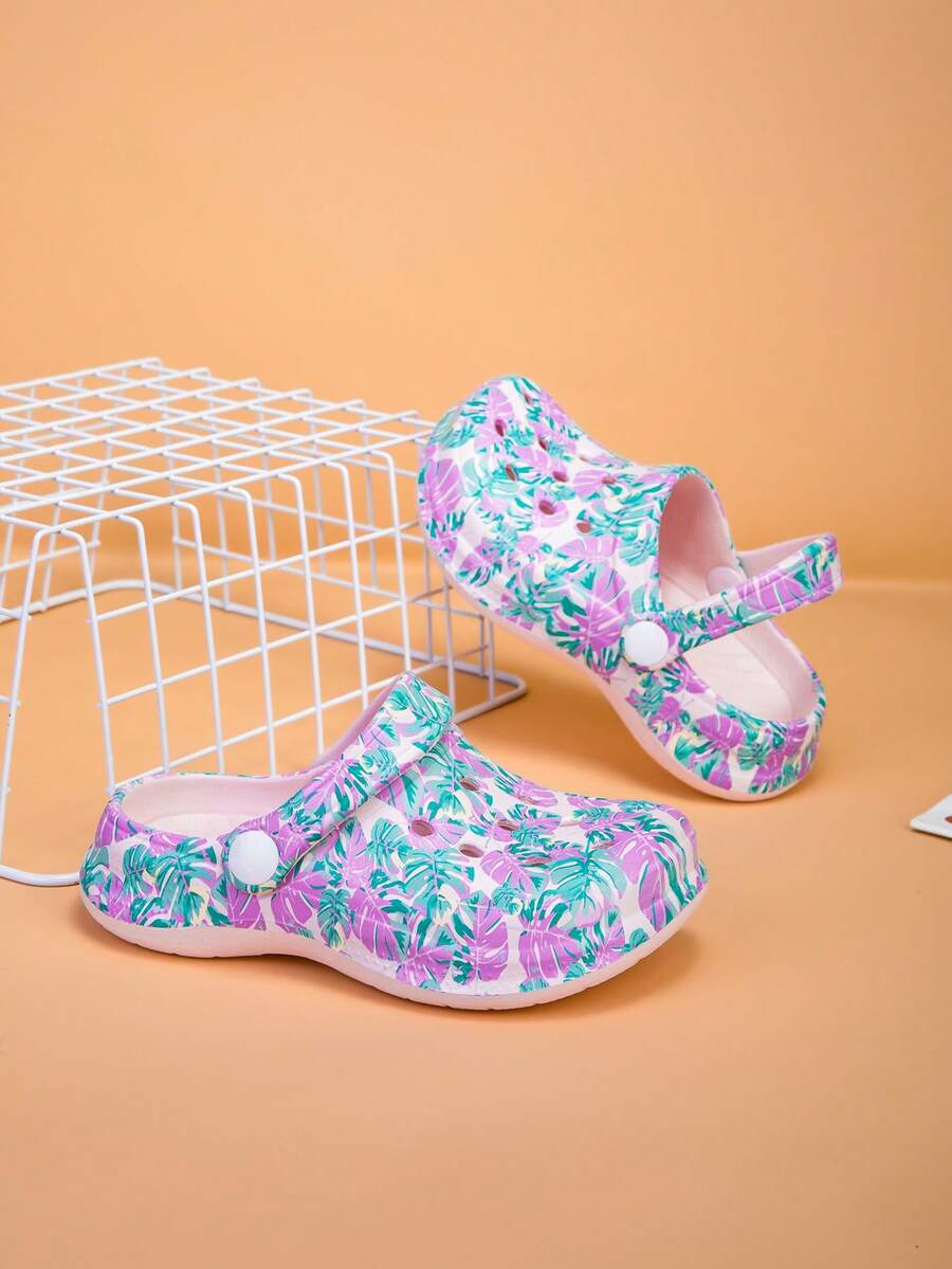 Children's All-Season Printed Sandals, Non-Slip EVA Casual Fashion, Comfortable Soft Thick Sole Beach Shoes, Slippers, Sports Slides - Pink - View 1
