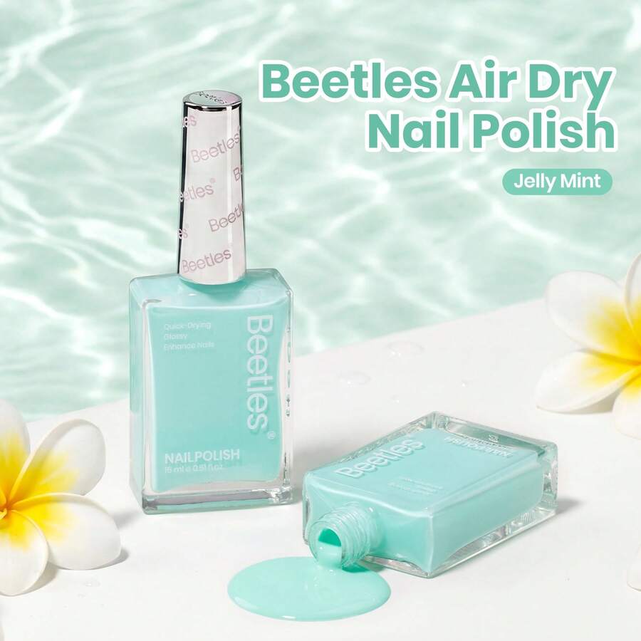 Beetles Mint Green Nail Polish - Jelly Mint, Seafoam Light Blue Green Nail Polish Quick Dry Shiny Long-Lasting Summer Nails Art Effect For Summer Salon - Jelly Mint - 查看 1