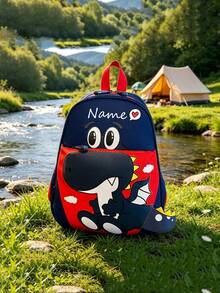 1pc Customizable Mini Back To School Dinosaur Heart Print Backpack, Print Your Name Or Holiday Greetings. Create Your Own Unique Backpack. Fashionable, Cute, Versatile, With Multi-Pocket Design, Suitable For Daily, Outings, Travel, Vacation, School Use. Birthday Gift. - Multicolor - View 9