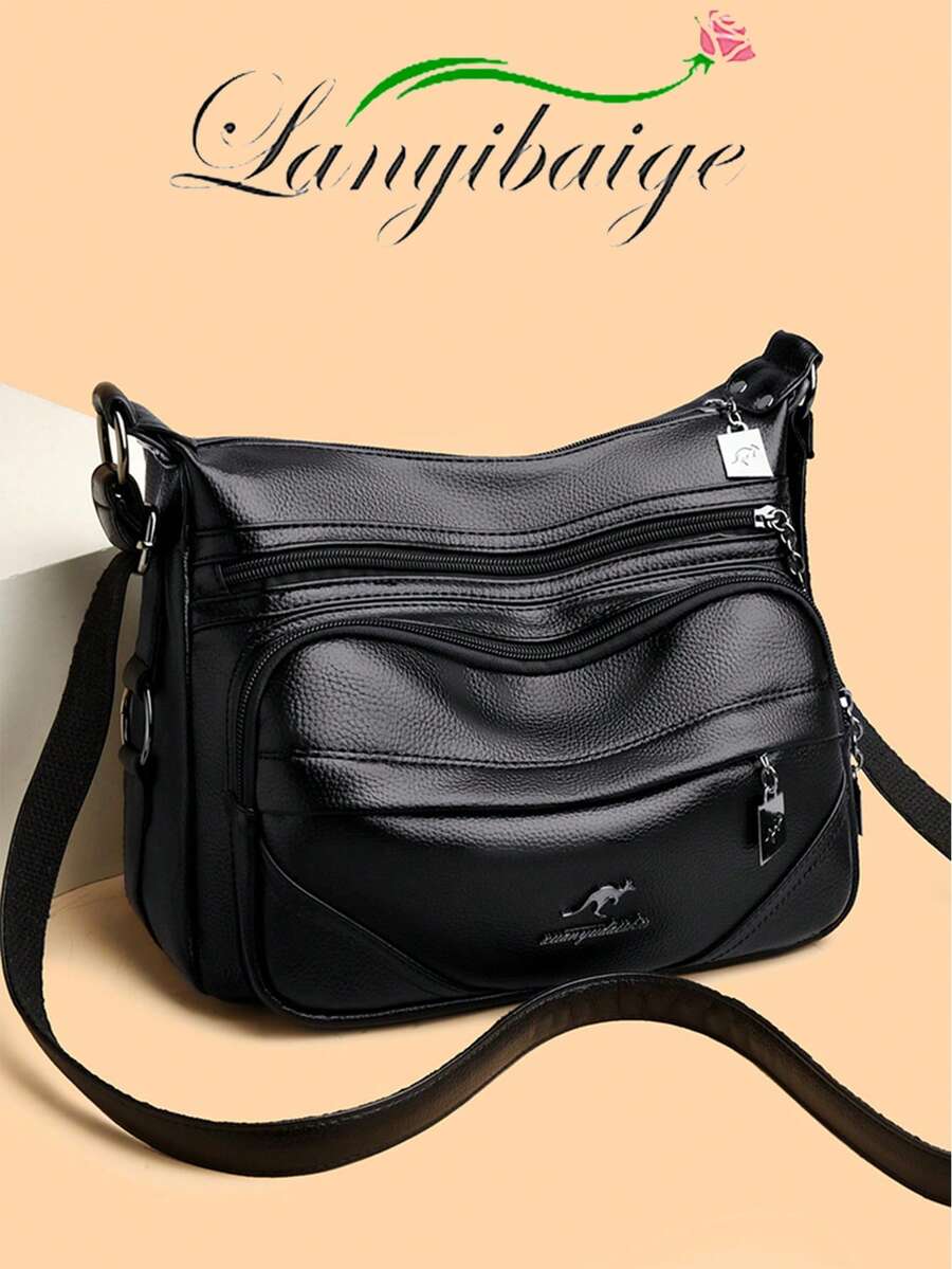 LANYIBAIGE Women's Brand Genuine Leather Crossbody Shoulder Bag, Portable Large Capacity Soft Shoulder Bag