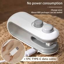 1 pièce Scelleur de vide portable à main, scelleur de vide en plastique, rechargeable par USB, puissance 16W, équipé d'une batterie lithium 200mAh, convient pour le stockage des collations fraîches et des aliments, applicable aux sacs de chips de pomme de terre, sacs de biscuits, sacs de collations et divers emballages de poche - Multicolore - Voir 5