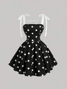 MOD Vestido rosa romántico con espalda descubierta y lazo, adecuado para citas, fiestas, vacaciones, meriendas de té y ocasiones de cumpleaños - Negro - Ver 6