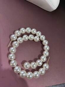 A Pair Of Exaggerated Large Pearl Earrings, Hypoallergenic Stainless Steel, With An Elegant And High-End Design, Essential For Fashionable Women, Suitable For Daily Wear - trắng - Xem 2