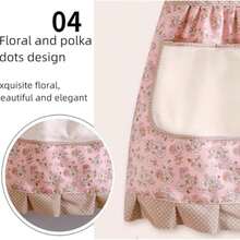 2pcs/1pc Floral Princess Apron With Adjustable H-Strap And Pocket, Suitable For Cooking, Baking And Restaurant Use, Pink And Beige Floral Pattern, Essential For Baking, Cute Apron, 2581 Sold - A - View 9