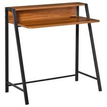 مكتب كمبيوتر مع حجرة تخزين & إدارة الكابلات، تشطيب معدني بلون الجوز، 84x45x85cm، مثالي للمكتب المنزلي & الدراسة - بني مصدي - مشاهدة 2