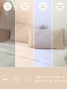 1/2 piezas Fundas de almohada beige con recortes y volantes (Inserto no incluido) - Estilo cottage bohemio fresco y lindo, ligero y transpirable, decoración del hogar lavable a máquina, Bohocottage, Diseño con recortes, Volantes, Bolster largo - Beige claro - Ver 5