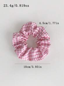 5pcs/Set Cute Pink Hair Scrunchies, Sweet Ponytail Holders, Minimalist Elegant Hair Ties For Girl - Pink - View 3