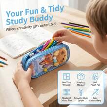 Hộp bút Judy và Nick dung tích lớn, túi đựng bút trong suốt dễ thương, kèm búp bê nhồi bông và huy hiệu hoạt hình, phù hợp cho trường học và văn phòng, món quà hoàn hảo cho học sinh vào ngày sinh nhật, Giáng sinh, tựu trường. - Nhiều màu - Xem 5