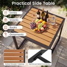 Outdoor Bistro Set Of 3 PE Wicker Patio Furniture Set With Soft Cushion & Side Table 12 Adjustable Feet - Grey - View 4