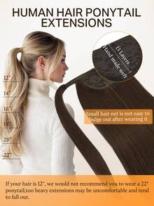 DOORES Invisible Ponytail Hair Extensions, Easy To Install, 100% Human Hair, Straight 14-22 Inches, 75-90g, High Quality Remy Hair Extensions With Clips, Natural Look, Soft Touch - S4A - View 4