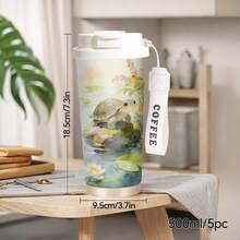 1/5 chiếc Bình giữ nhiệt cà phê 500ml in hình rùa và ao sen vẽ màu nước, có nắp lật và quai xách chữ "COFFEE", làm bằng thép không gỉ 304, chống rò rỉ, dùng được cả đồ uống nóng và lạnh, món quà hoàn hảo cho người yêu thích bò sát. - Rùa nhỏ nhiều màu - Xem 7