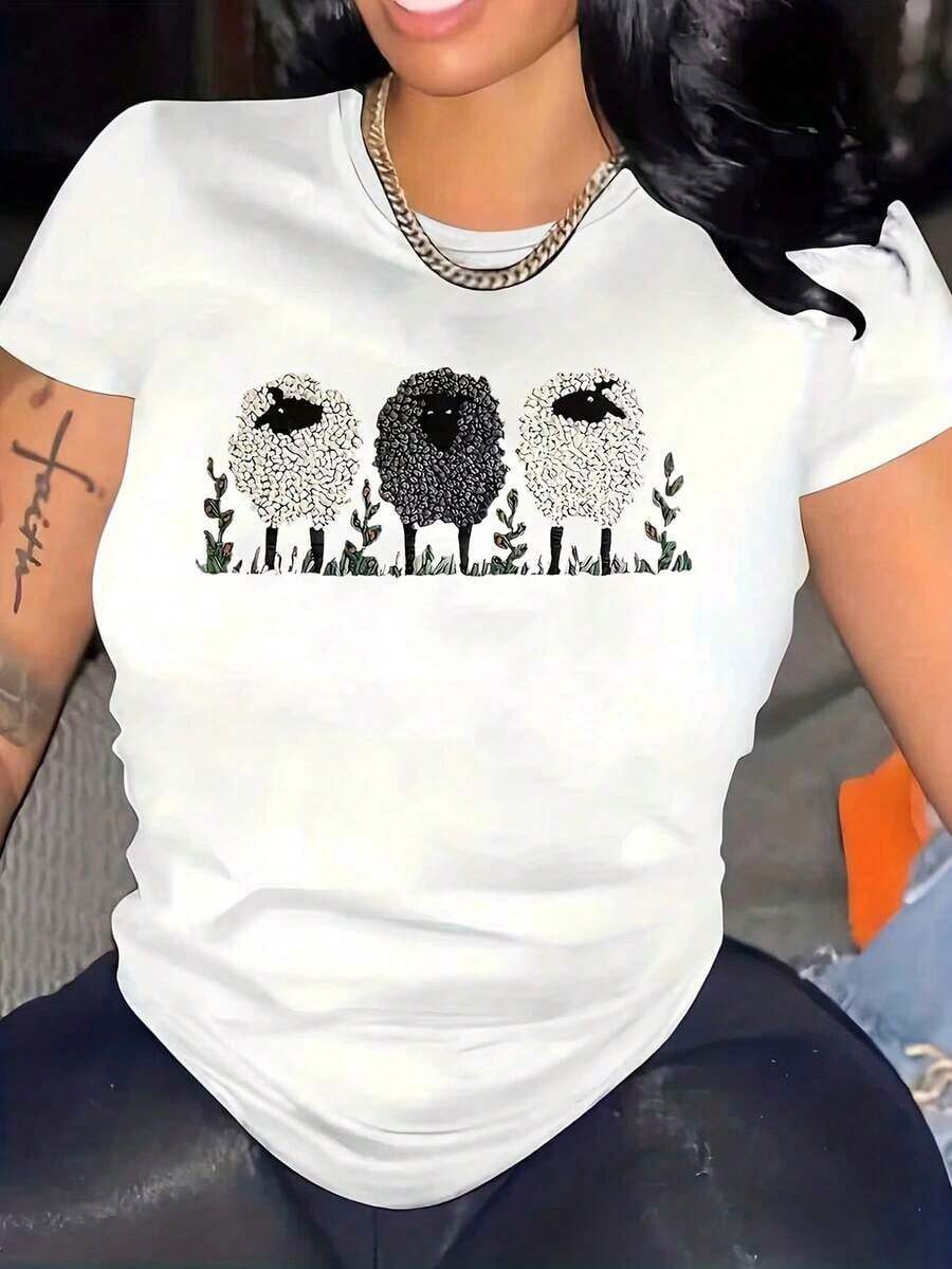 Camiseta Moderna Minimalista Lavable a Máquina - Adecuada para Uso Diario en Primavera y Otoño y para el Hogar - Casual para el día a día - Blanco - Ver 1
