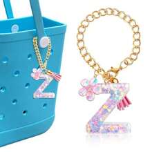 Llaveros de letras para bolsa Bogg, accesorios decorativos de lentejuelas de estrella rosa para bolsa - Z - Ver 1