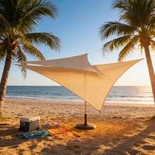 1 Set Large Triangular Waterproof Sun Shade Sail, Blocks 98% UV Rays; Suitable For Yard, Garden, Swimming Pool And Outdoor Camping - Triangular Screen - View 1